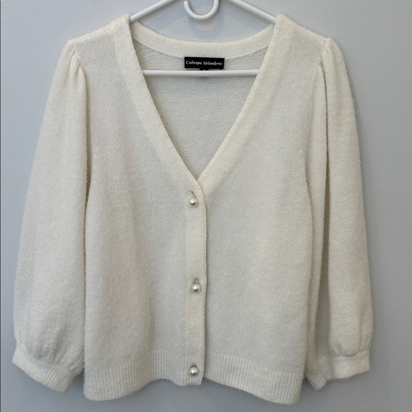 Catherine Malandrino Cardigan with Pearl Accents - Picture 1 of 5